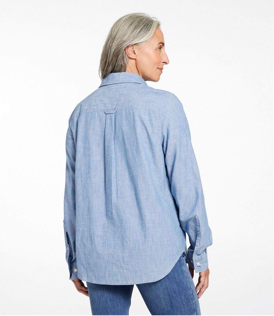 L.L.BeanWomen's Essential Cotton Shirt, Chambray Long Sleeve