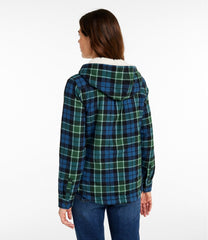 L.L.BeanWomen's Scotch Plaid Flannel Shirt, Sherpa-Lined Zip Hoodie