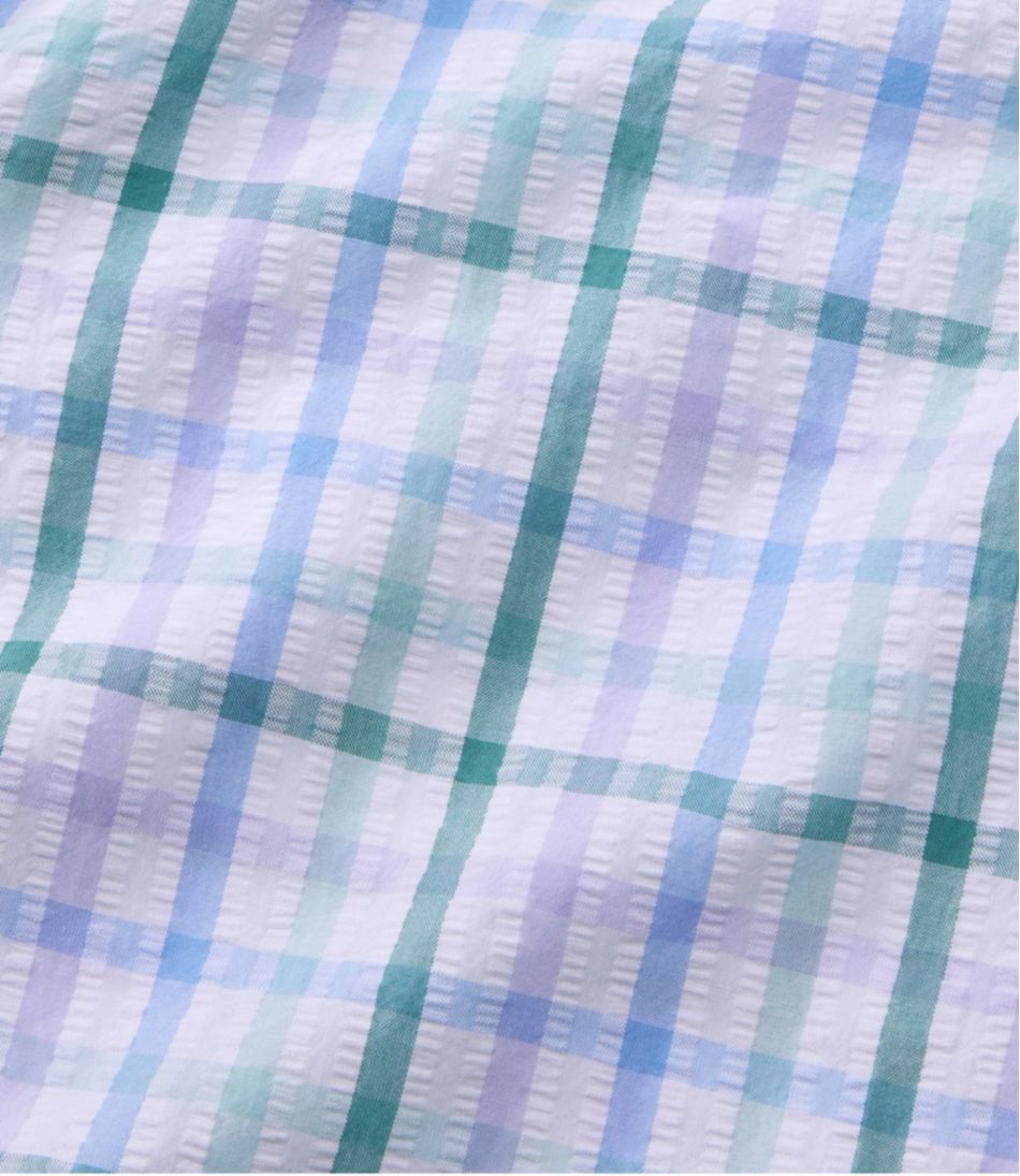 L.L.BeanWomen's Vacationland Seersucker Shirt, Short-Sleeve Popover Plaid