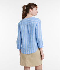 L.L.BeanWomen's Premium Washable Linen Shirt, Splitneck Stripe