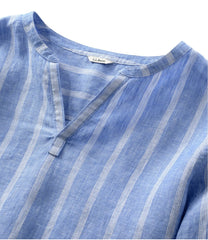 L.L.BeanWomen's Premium Washable Linen Shirt, Splitneck Stripe