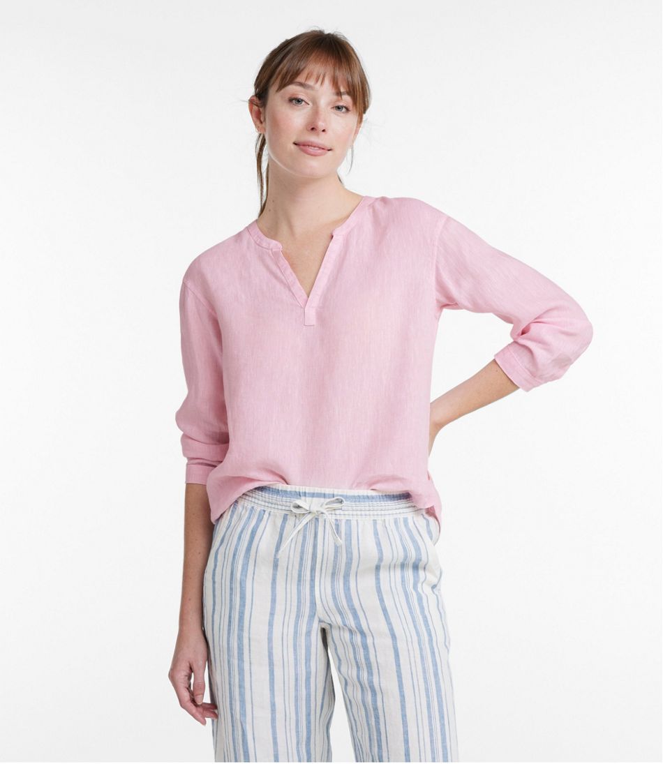 L.L.BeanWomen's Premium Washable Linen Shirt, Splitneck