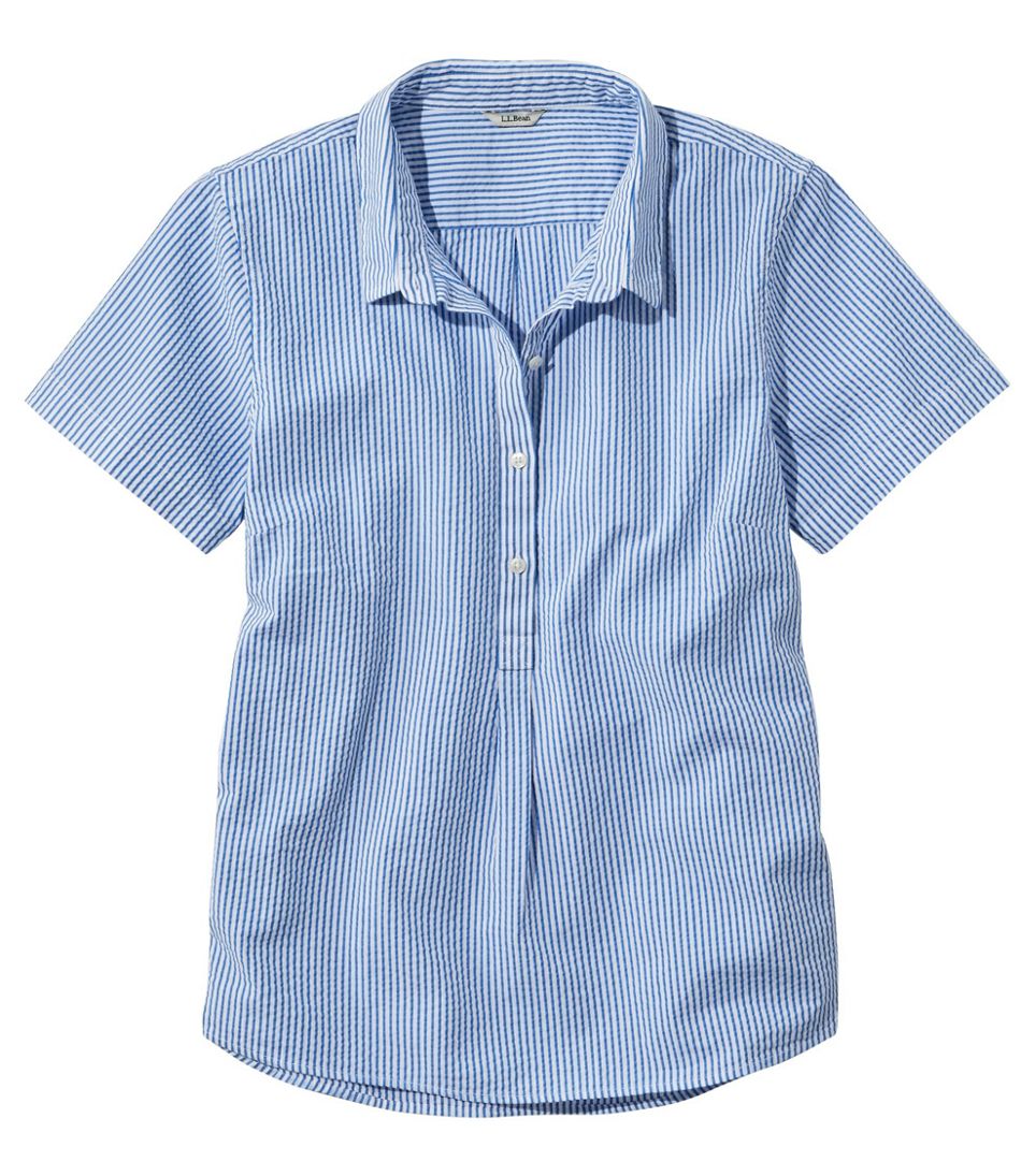 L.L.BeanWomen's Vacationland Seersucker Shirt, Short-Sleeve Popover Stripe