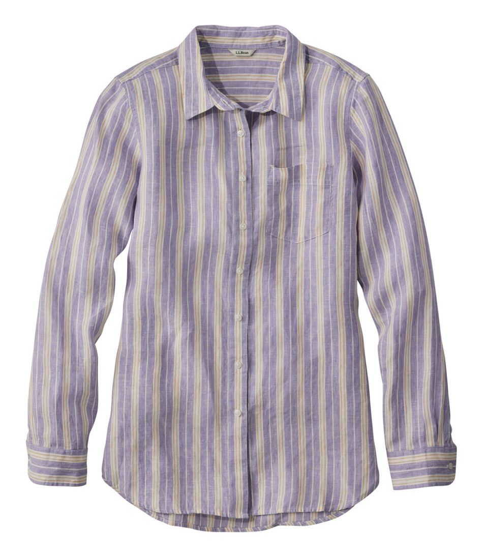 L.L.BeanWomen's Premium Washable Linen Shirt, Tunic Stripe
