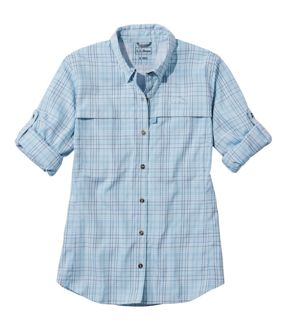 L.L.BeanWomen's Tropicwear Shirt, Plaid Long-Sleeve