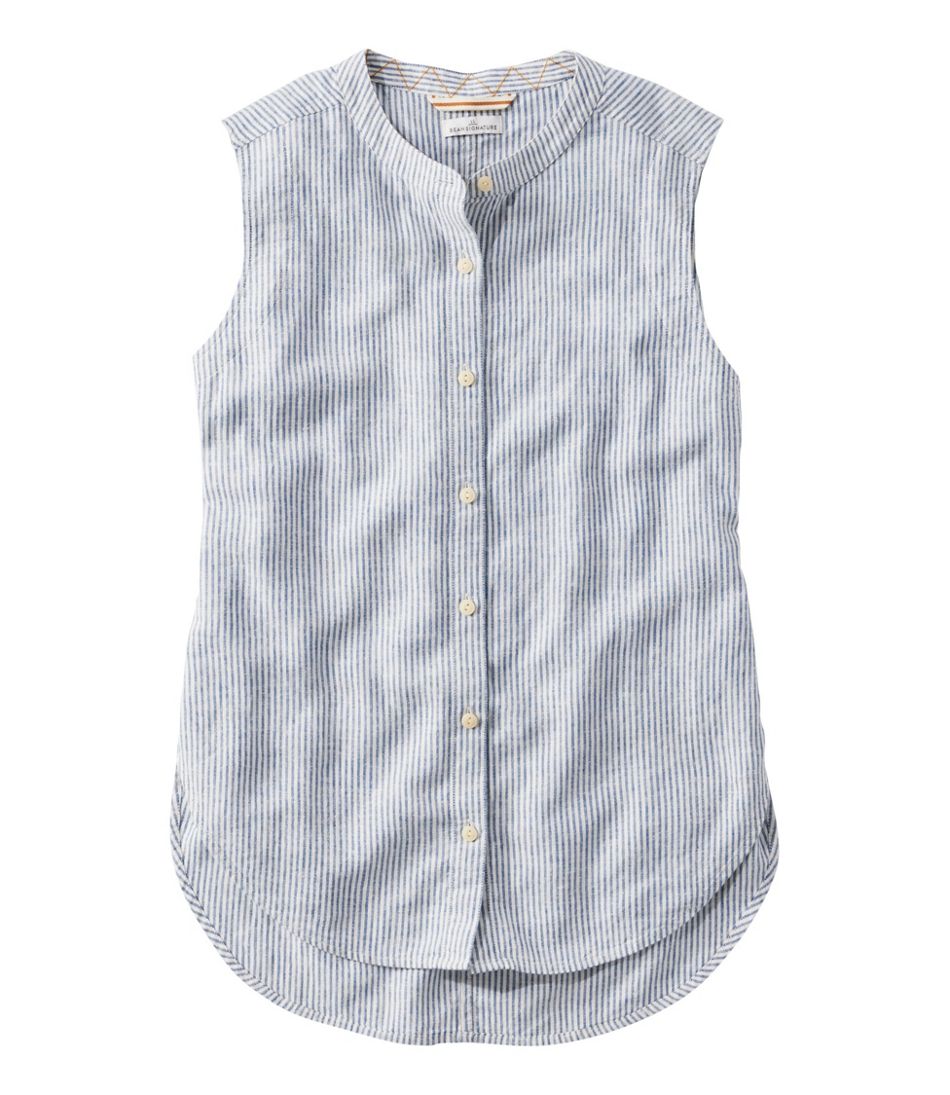 L.L.BeanWomen's Signature Linen-Blend Button-Front Shirt, Sleeveless