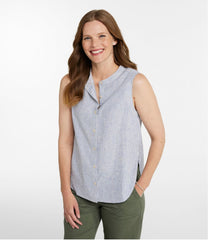 L.L.BeanWomen's Signature Linen-Blend Button-Front Shirt, Sleeveless