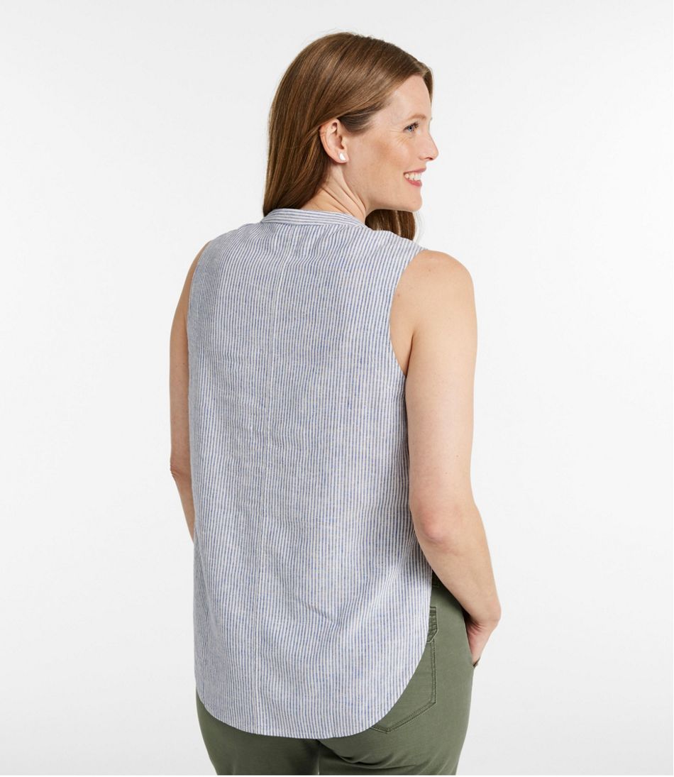 L.L.BeanWomen's Signature Linen-Blend Button-Front Shirt, Sleeveless