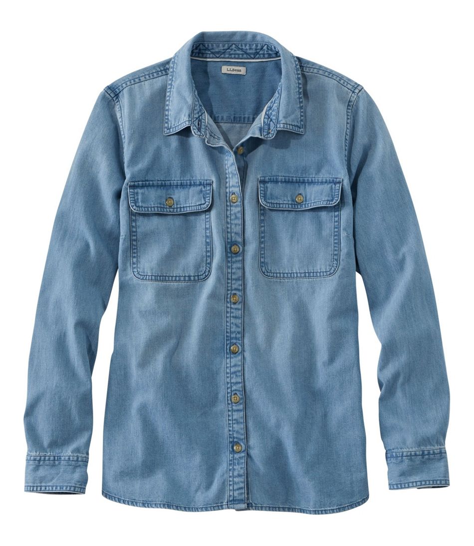L.L.BeanWomen's L.L. Bean Heritage Washed Denim Shirt, Long-Sleeve