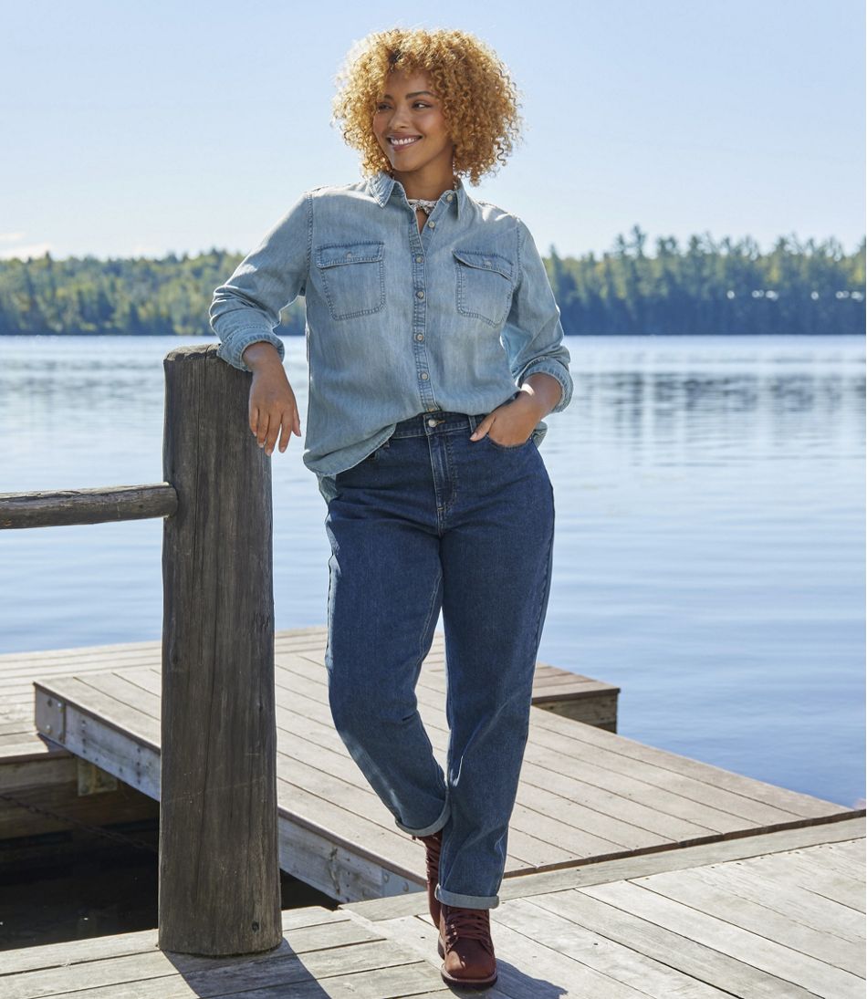 L.L.BeanWomen's L.L. Bean Heritage Washed Denim Shirt, Long-Sleeve