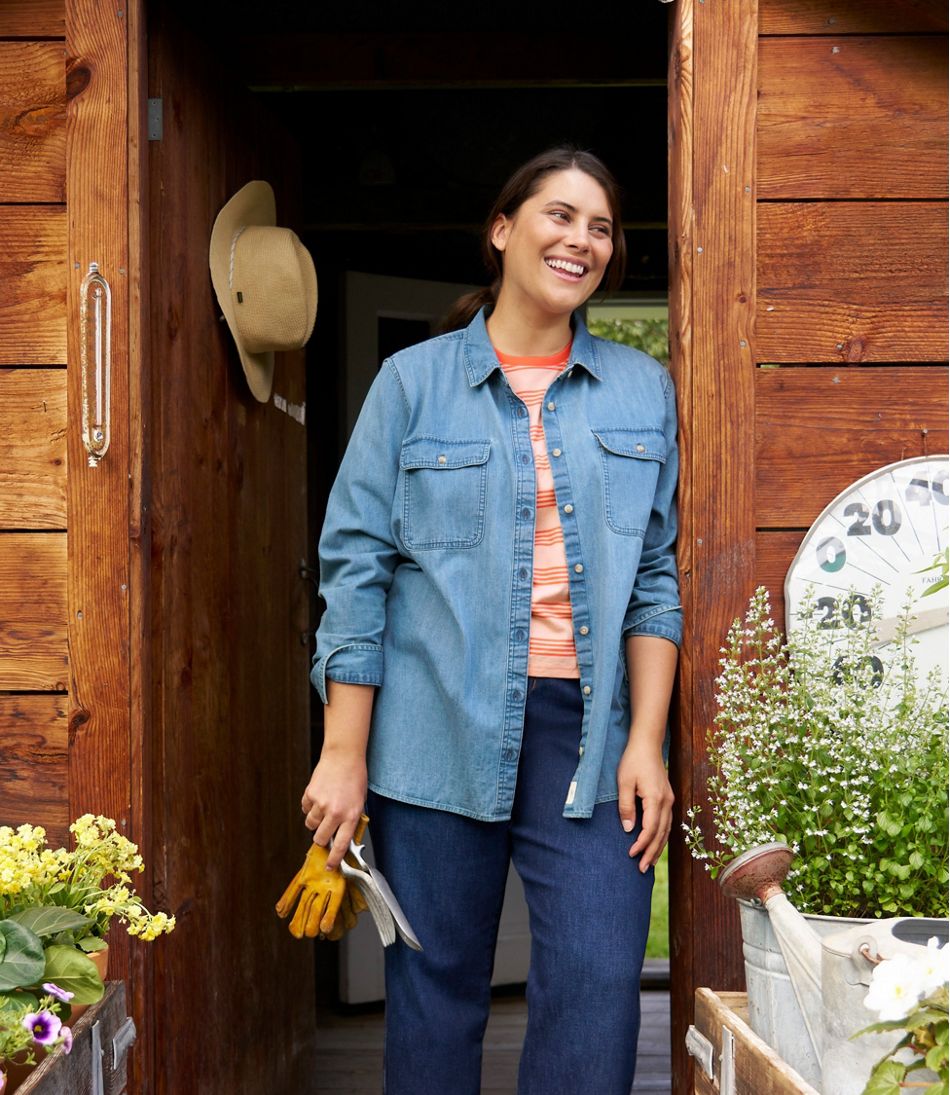 L.L.BeanWomen's L.L. Bean Heritage Washed Denim Shirt, Long-Sleeve