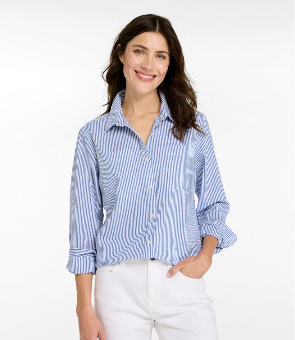 L.L.BeanWomen's Vacationland Seersucker Shirt, Long-Sleeve