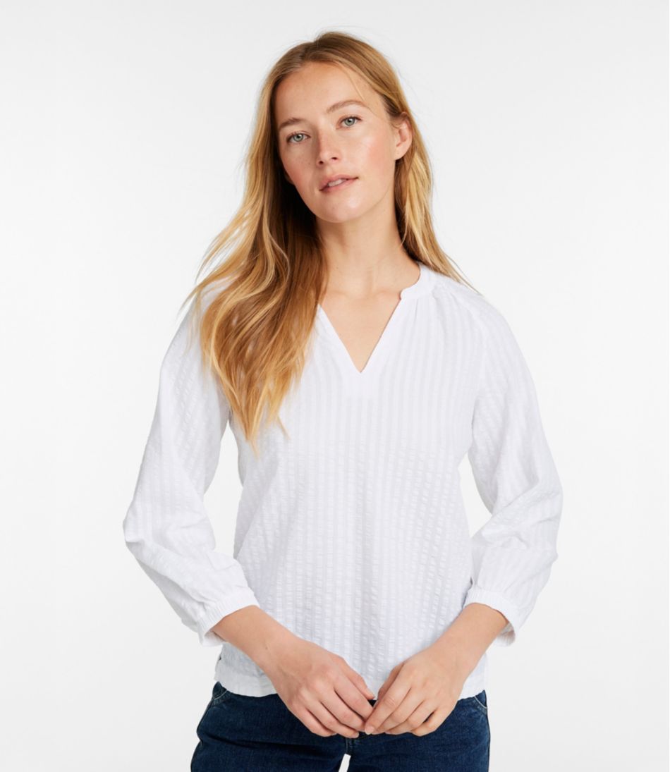 L.L.BeanWomen's Bean's Seacoast Seersucker Splitneck Shirt
