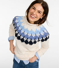 L.L.BeanWomen's Cotton Ragg Sweater, Funnelneck Pullover Fair Isle