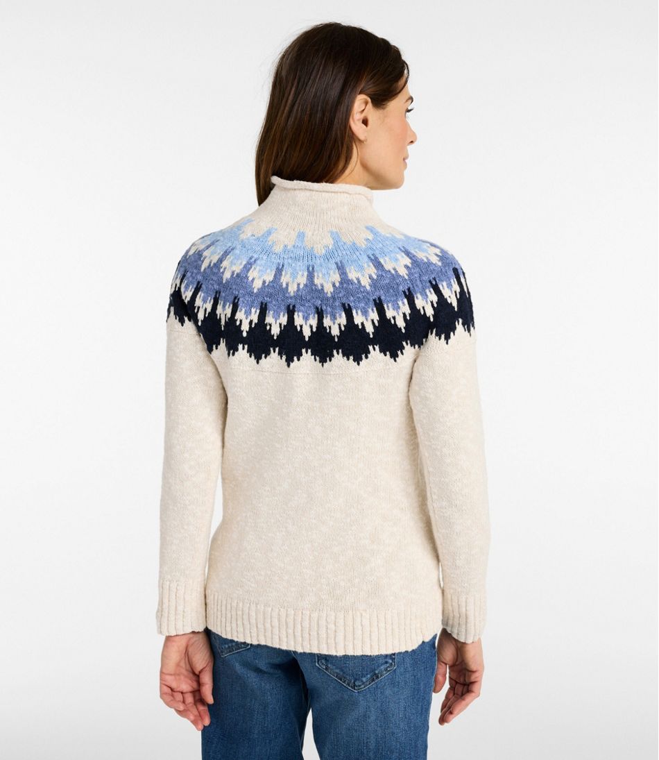 L.L.BeanWomen's Cotton Ragg Sweater, Funnelneck Pullover Fair Isle