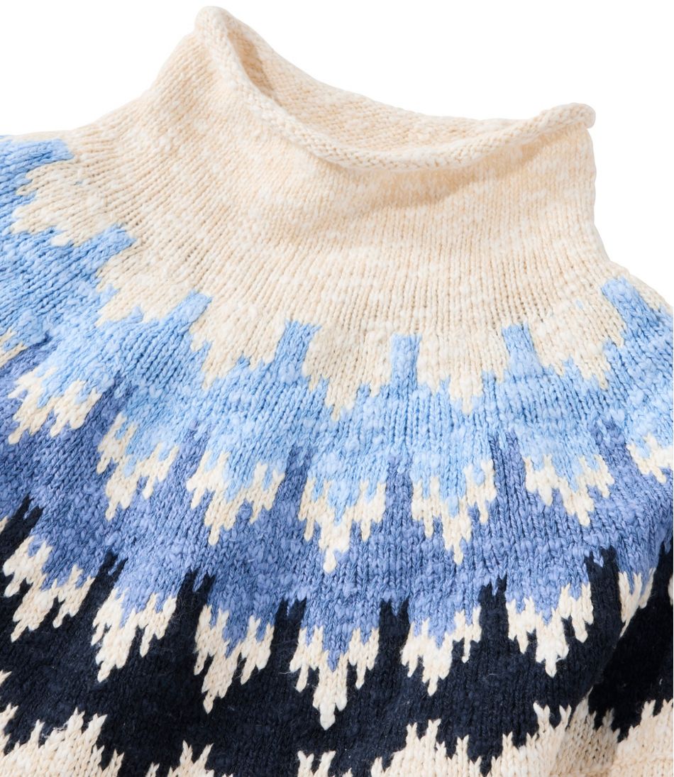 L.L.BeanWomen's Cotton Ragg Sweater, Funnelneck Pullover Fair Isle
