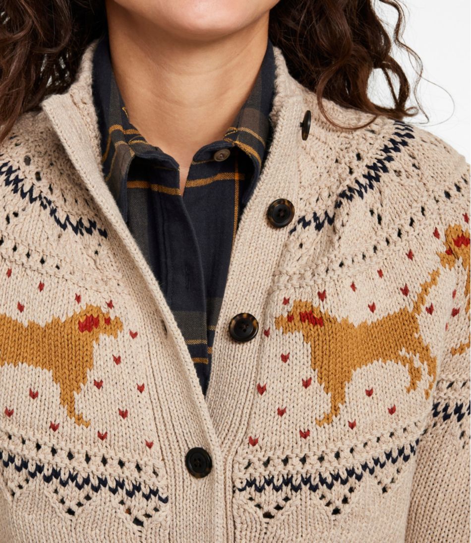 L.L.BeanWomen's Signature Cotton Fisherman Sweater, Short Cardigan Fair Isle