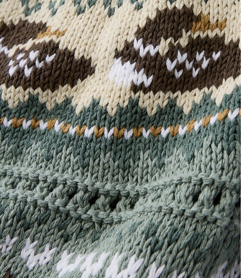 L.L.BeanWomen's Signature Cotton Fisherman Sweater, Short Cardigan Fair Isle