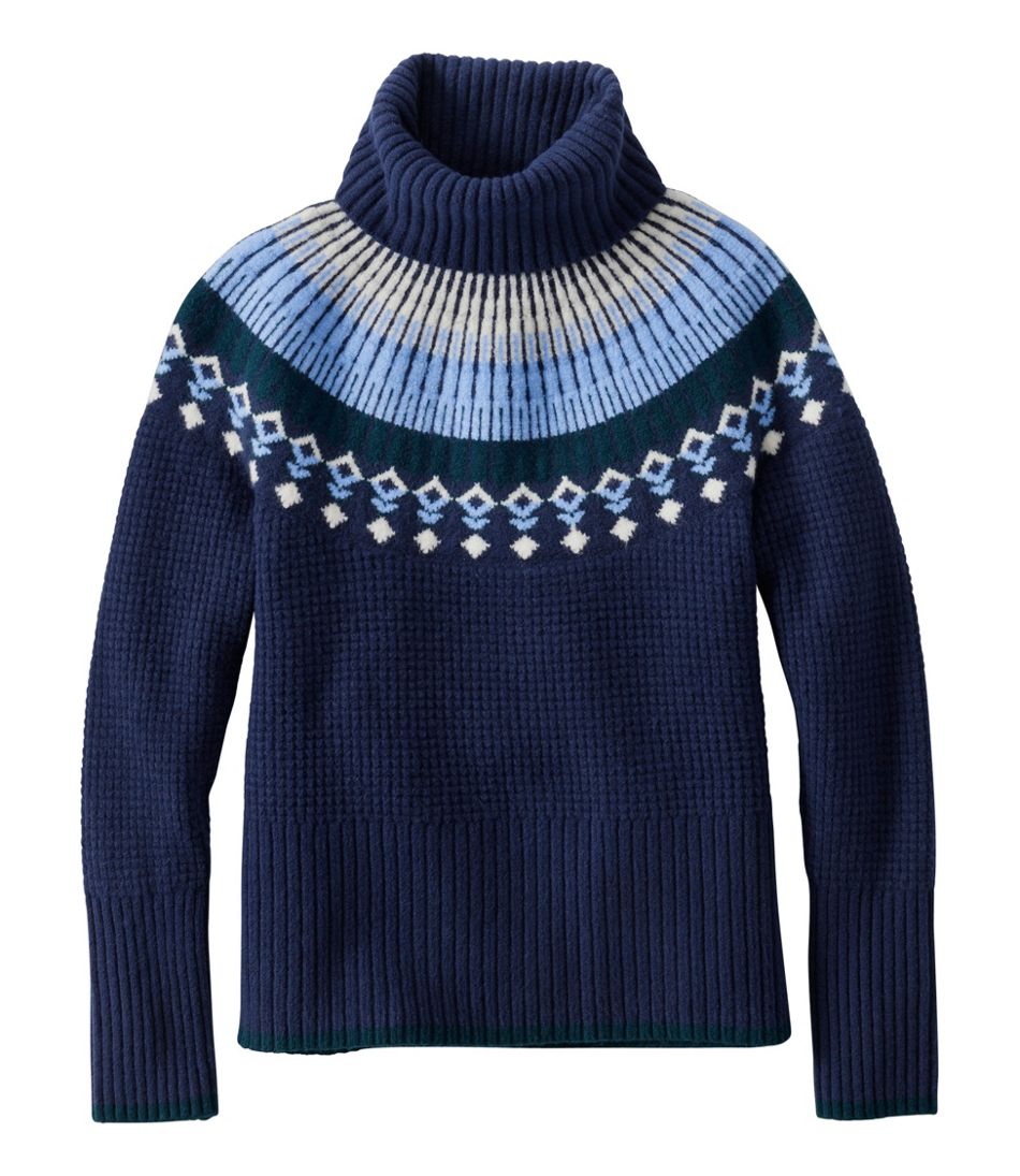 L.L.BeanWomen's SuperSoft Waffle Sweater, Turtleneck Fair Isle