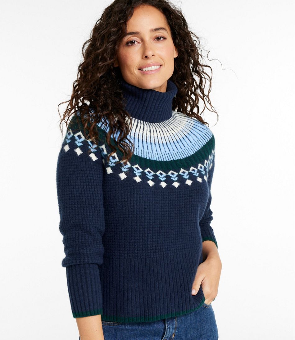 L.L.BeanWomen's SuperSoft Waffle Sweater, Turtleneck Fair Isle