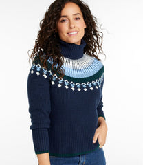 L.L.BeanWomen's SuperSoft Waffle Sweater, Turtleneck Fair Isle