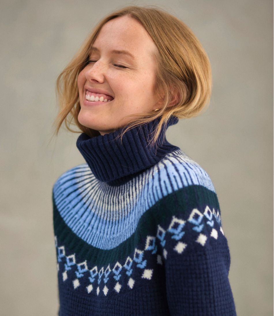 L.L.BeanWomen's SuperSoft Waffle Sweater, Turtleneck Fair Isle