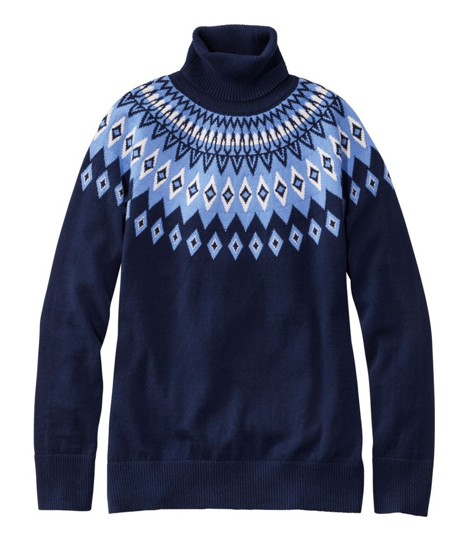 L.L.BeanWomen's Cotton/Cashmere Sweater, Turtleneck Fair Isle
