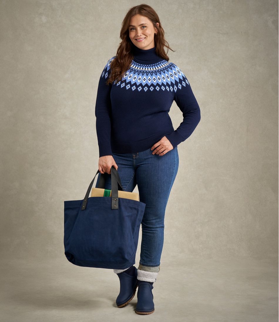 L.L.BeanWomen's Cotton/Cashmere Sweater, Turtleneck Fair Isle
