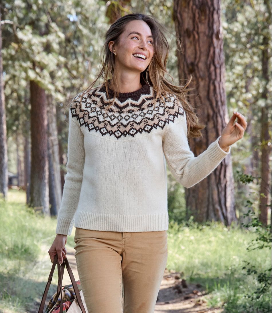 L.L.BeanWomen's Bean's Classic Ragg Wool Sweater, Crewneck Fair Isle