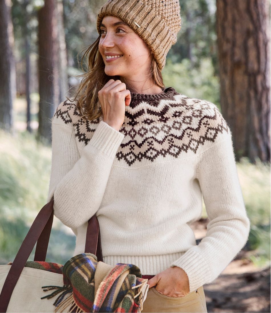 L.L.BeanWomen's Bean's Classic Ragg Wool Sweater, Crewneck Fair Isle