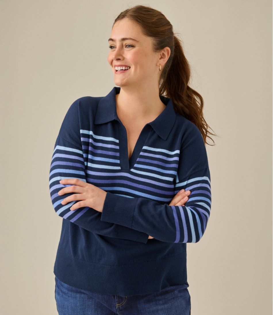 L.L.BeanWomen's Cotton/Cashmere Sweater, Polo Stripe