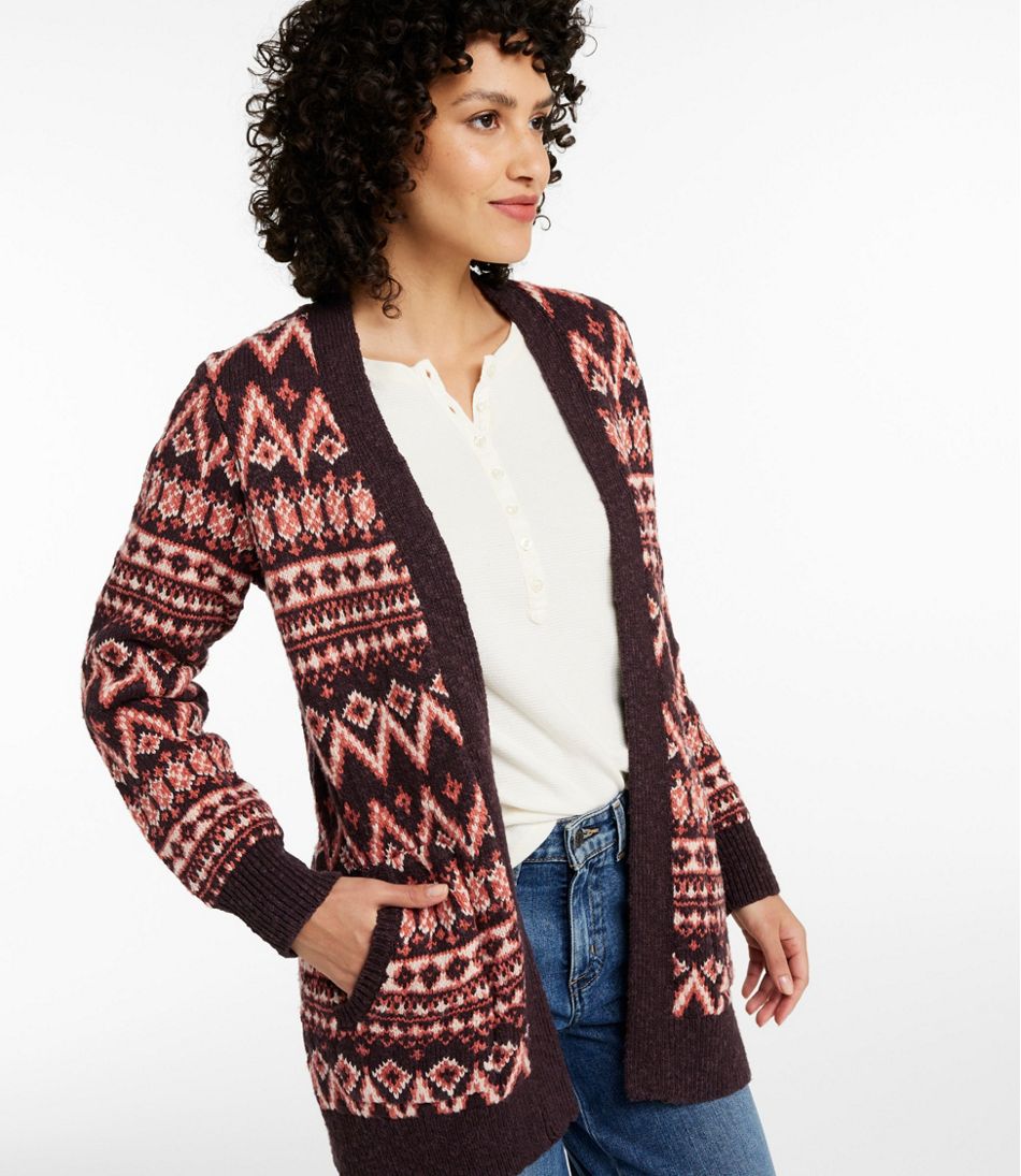 L.L.BeanWomen's Cotton Ragg Sweater, Open Cardigan Fair Isle