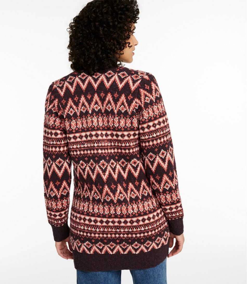 L.L.BeanWomen's Cotton Ragg Sweater, Open Cardigan Fair Isle