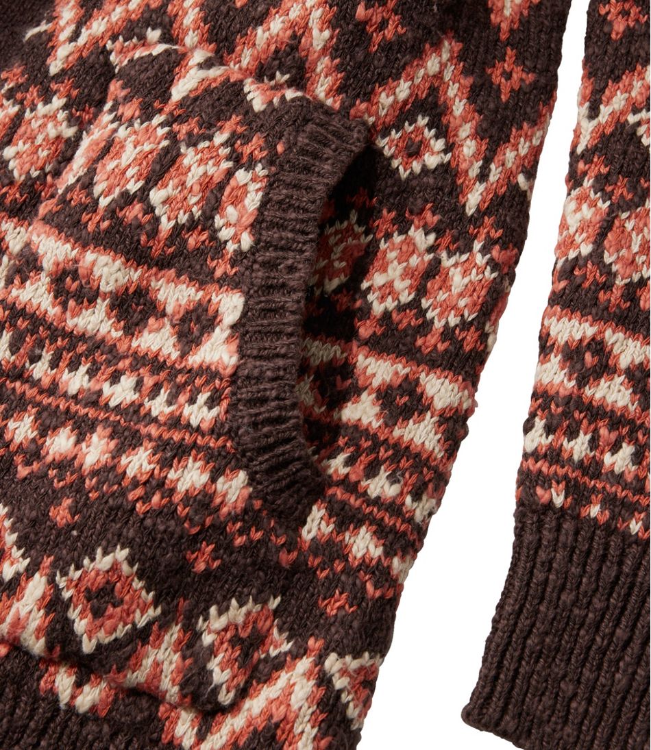 L.L.BeanWomen's Cotton Ragg Sweater, Open Cardigan Fair Isle