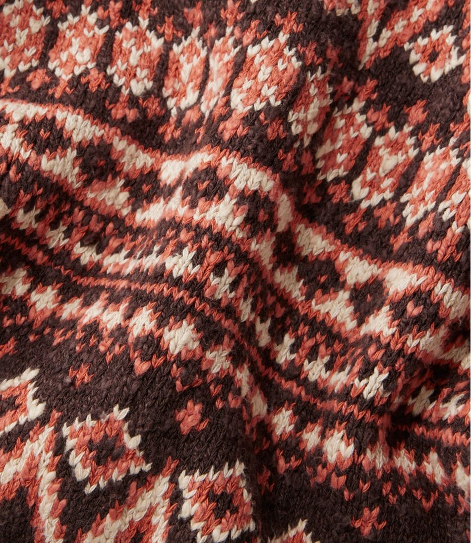 L.L.BeanWomen's Cotton Ragg Sweater, Open Cardigan Fair Isle