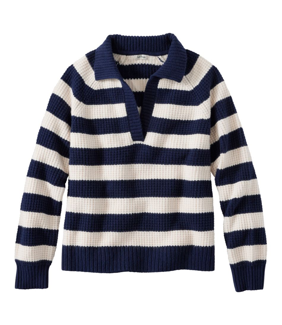 L.L.BeanWomen's SuperSoft Waffle Sweater, Polo Stripe