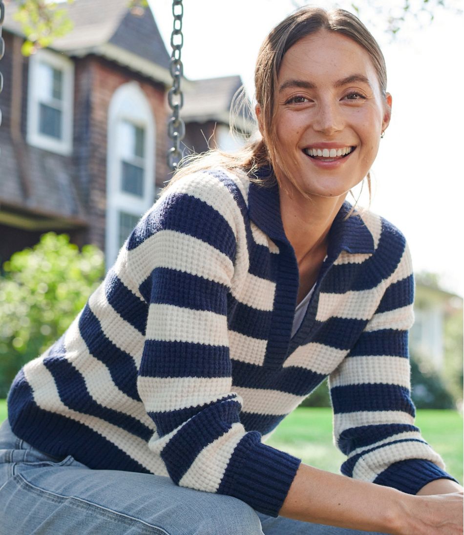 L.L.BeanWomen's SuperSoft Waffle Sweater, Polo Stripe