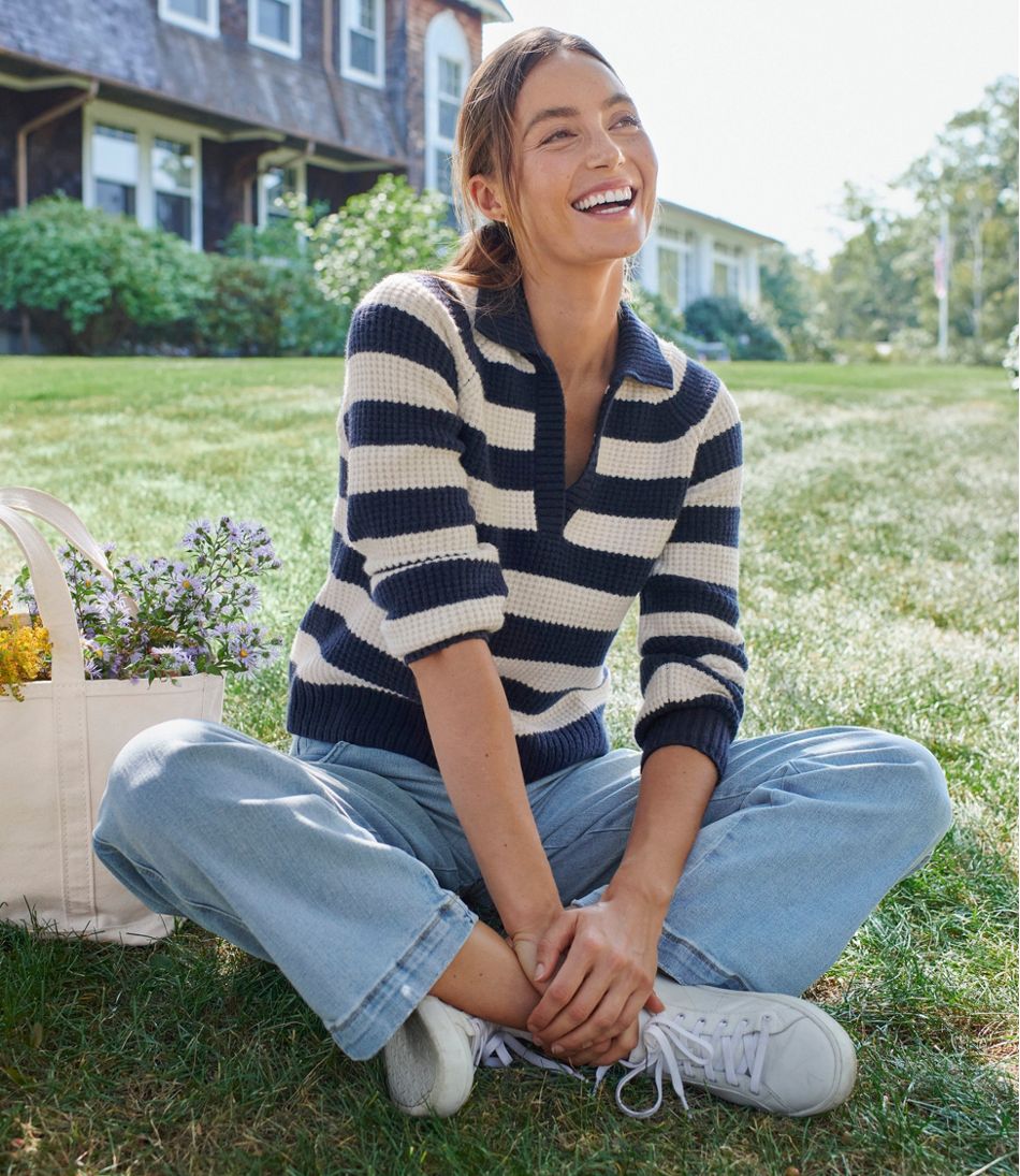 L.L.BeanWomen's SuperSoft Waffle Sweater, Polo Stripe
