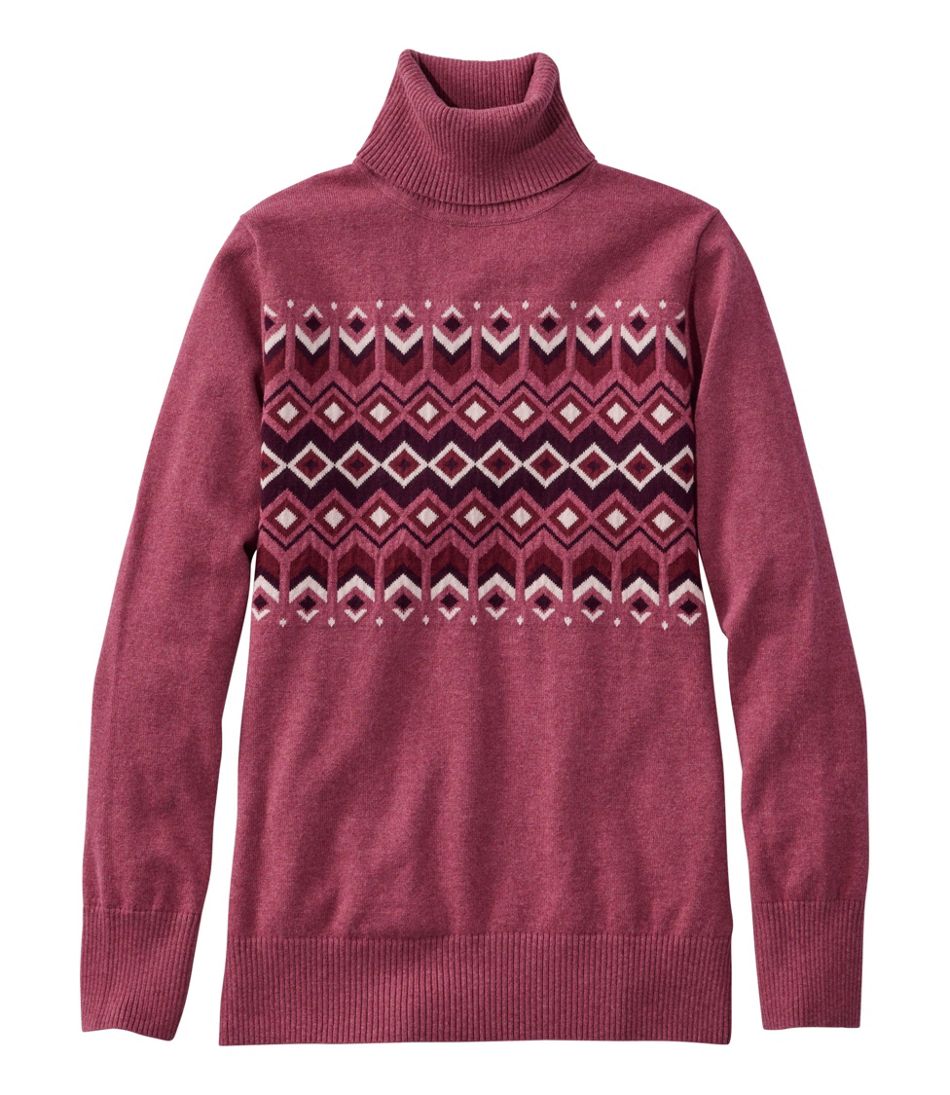 L.L.BeanWomen's Cotton/Cashmere Sweater, Turtleneck Intarsia
