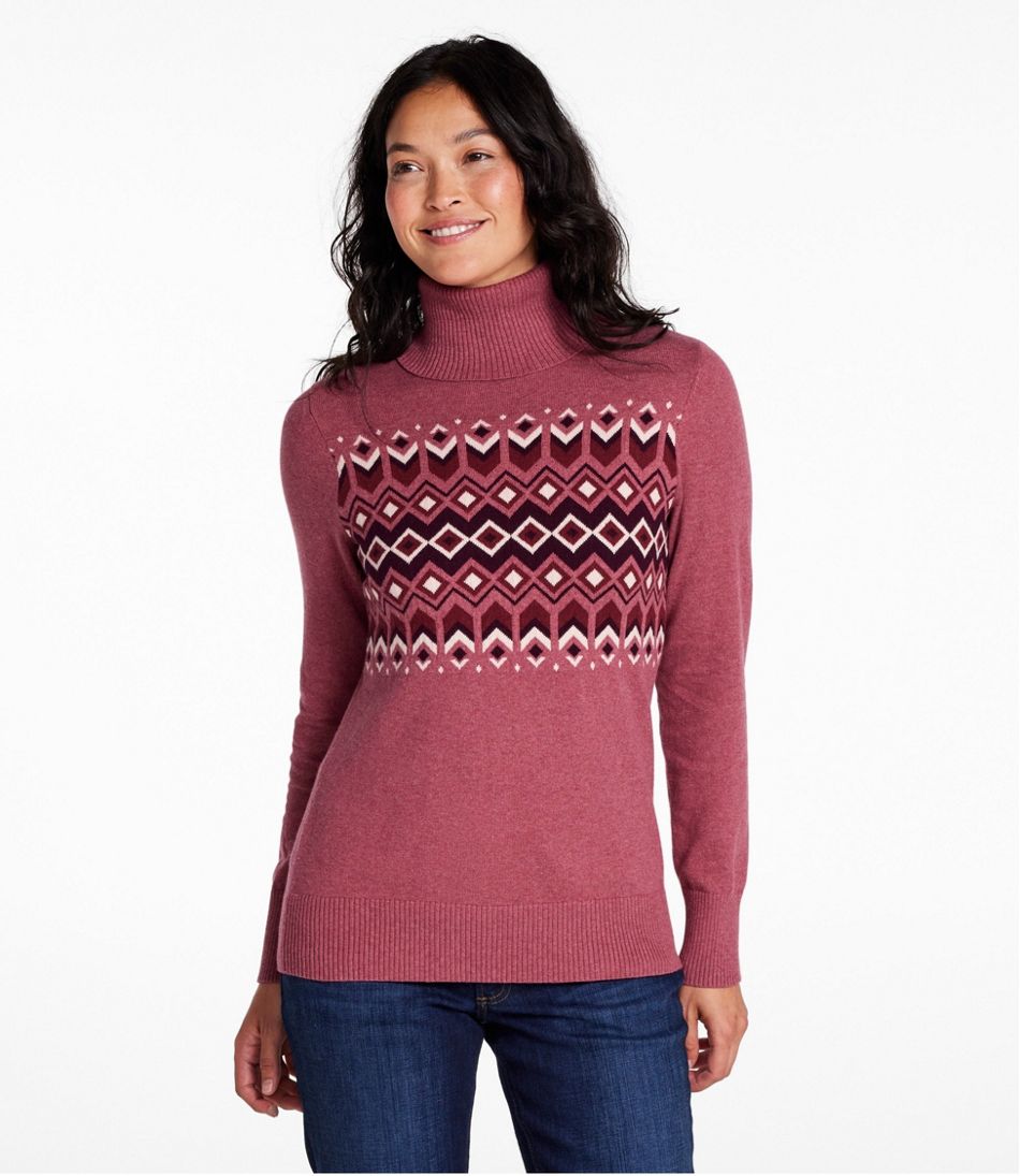 L.L.BeanWomen's Cotton/Cashmere Sweater, Turtleneck Intarsia