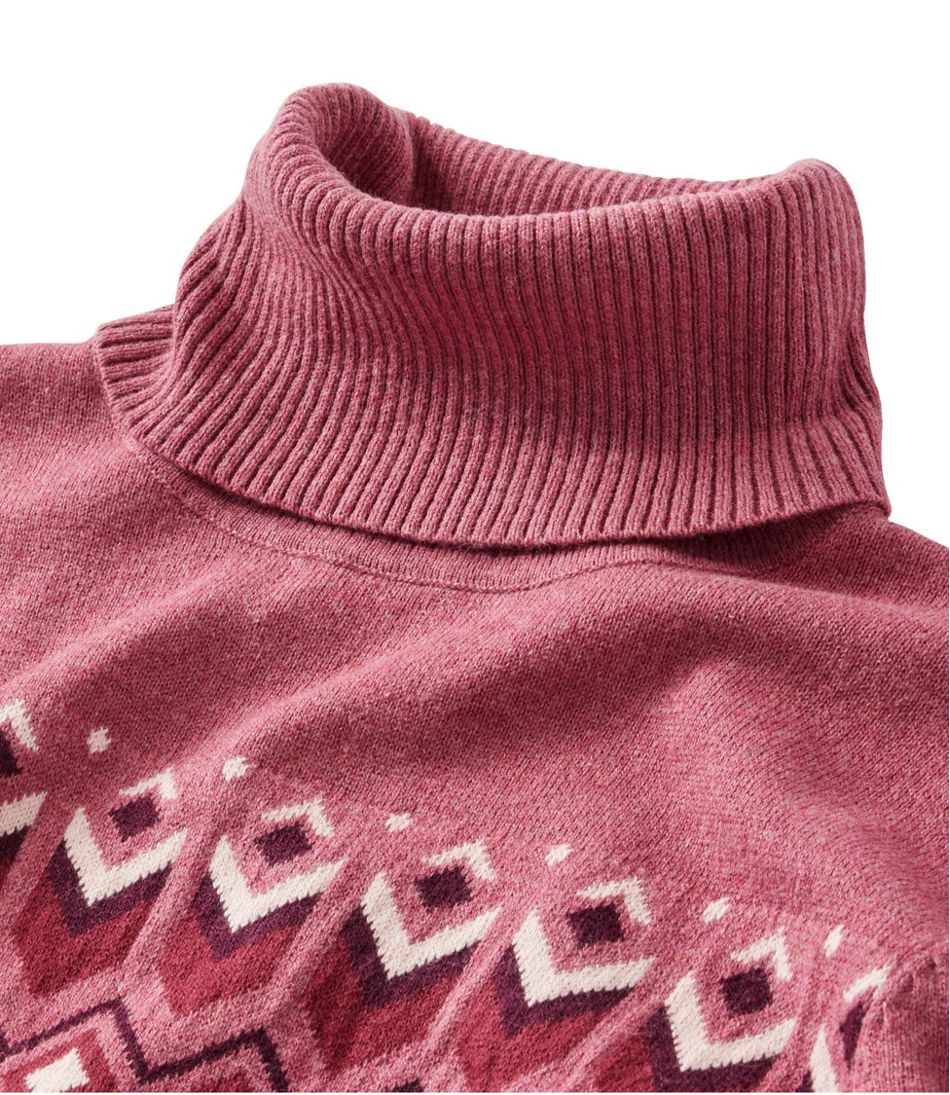 L.L.BeanWomen's Cotton/Cashmere Sweater, Turtleneck Intarsia