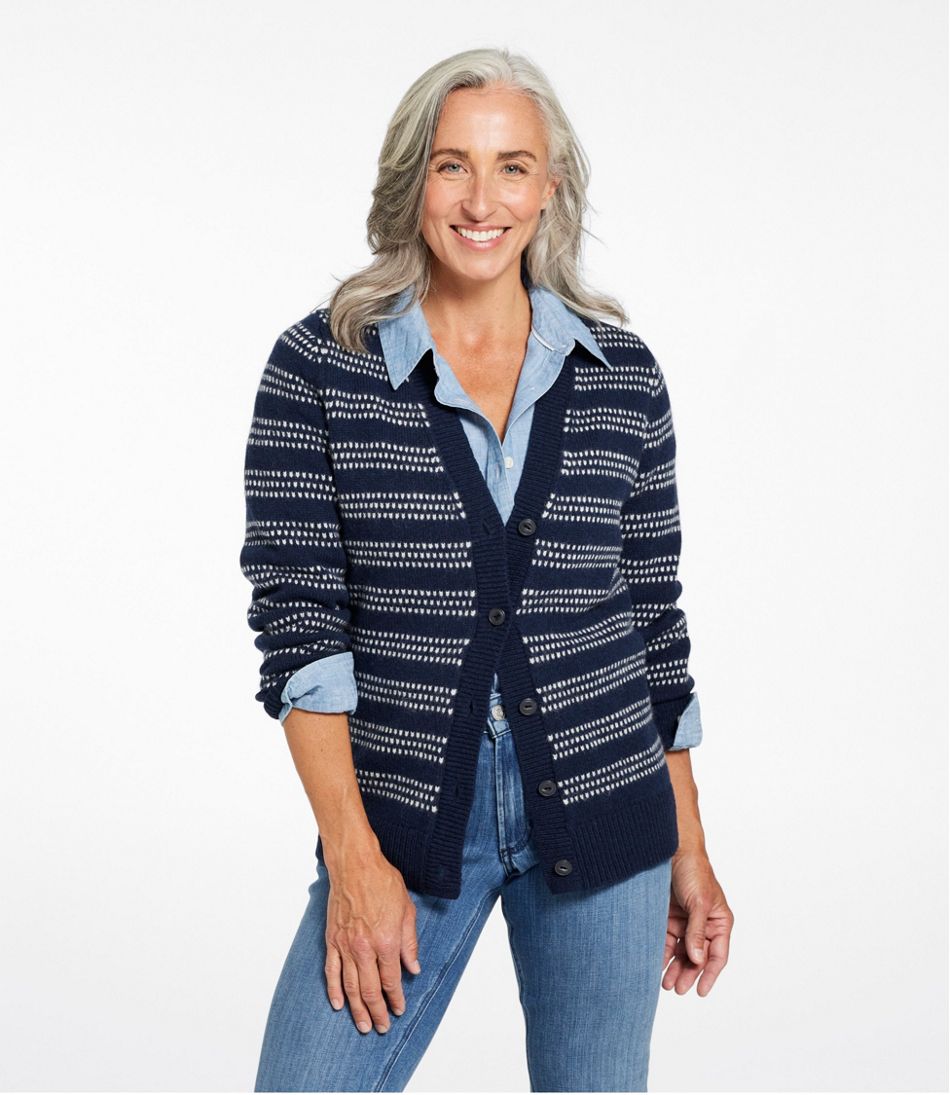 L.L.BeanWomen's Bean's Classic Ragg Wool Sweater, Button-Front Cardigan Novelty