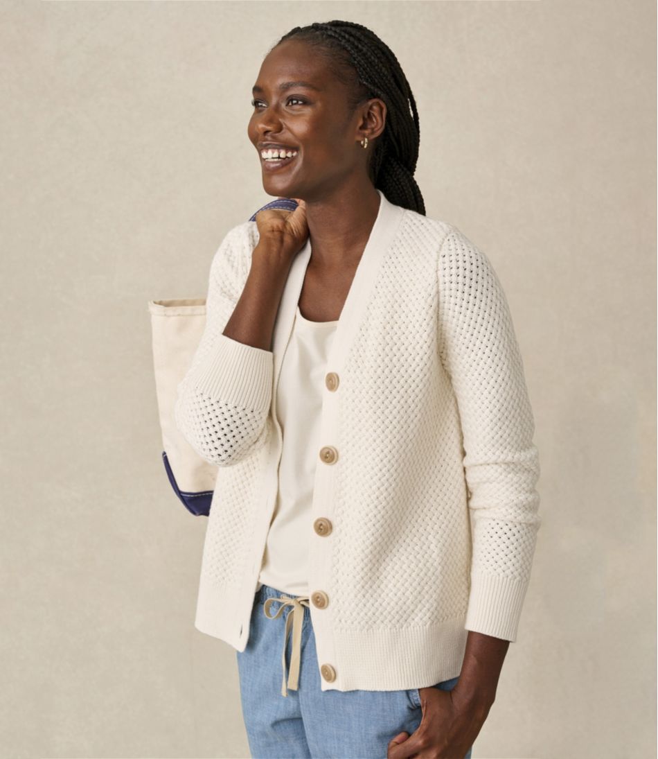 L.L.BeanWomen's Basketweave Sweater, Button-Front Cardigan