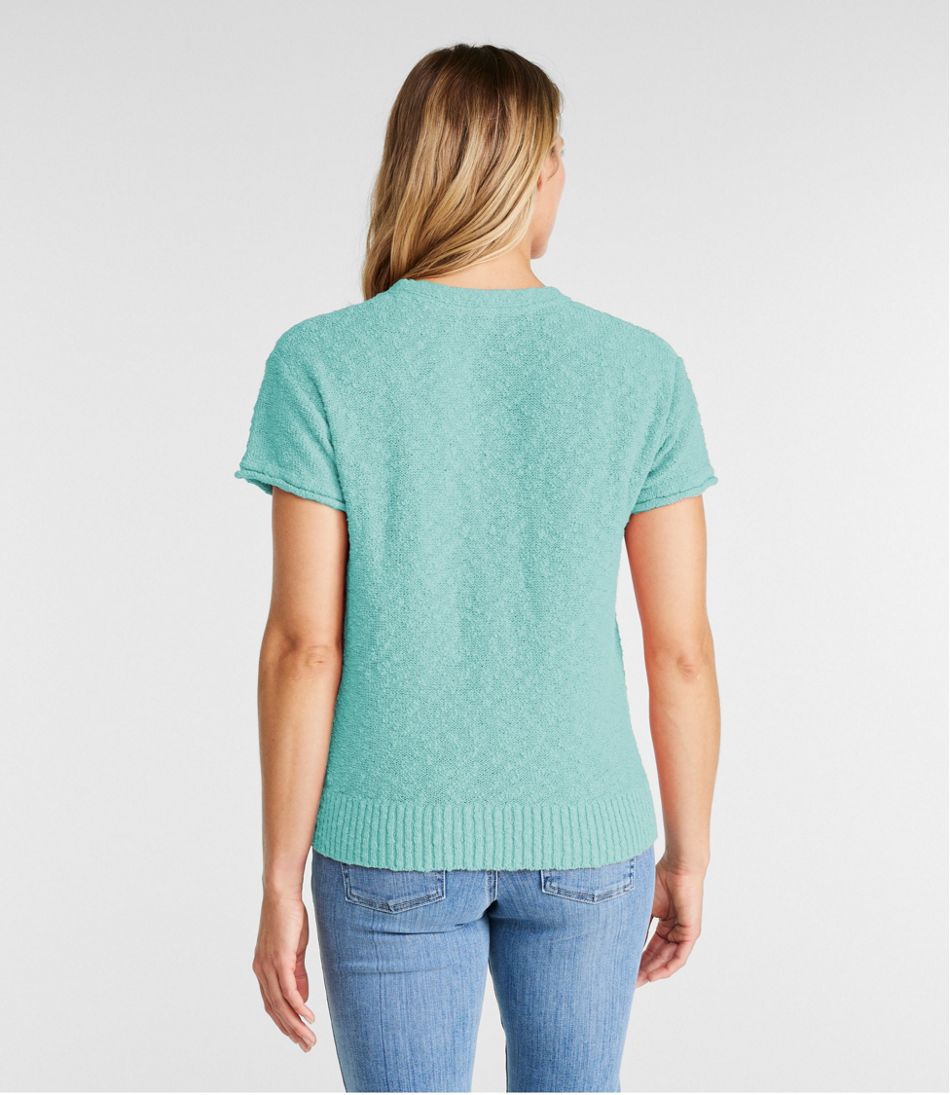 L.L.BeanWomen's Midweight Cotton Slub Sweater, Henley Short-Sleeve