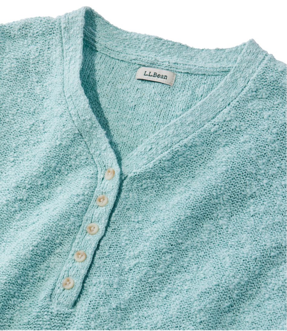 L.L.BeanWomen's Midweight Cotton Slub Sweater, Henley Short-Sleeve