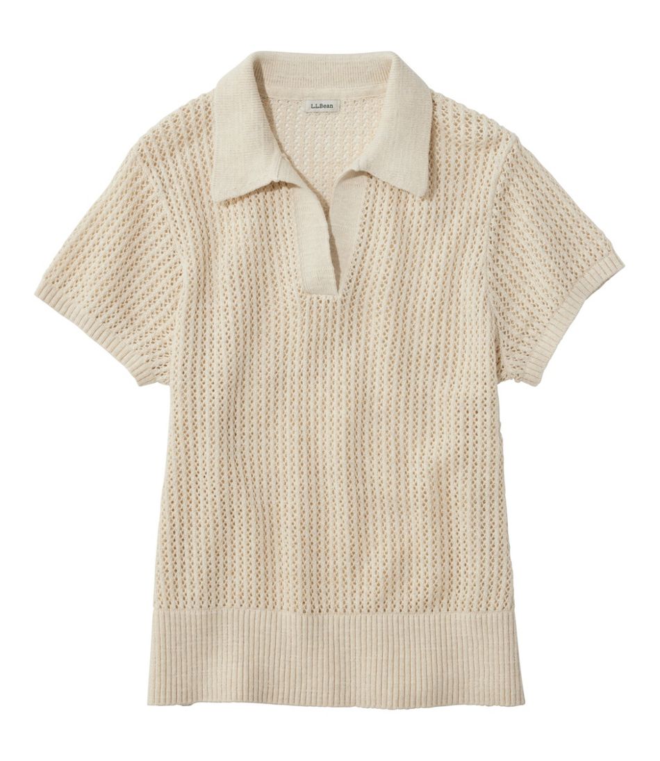 L.L.BeanWomen's Organic Cotton Slub Pointelle Sweater, Polo