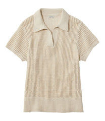L.L.BeanWomen's Organic Cotton Slub Pointelle Sweater, Polo