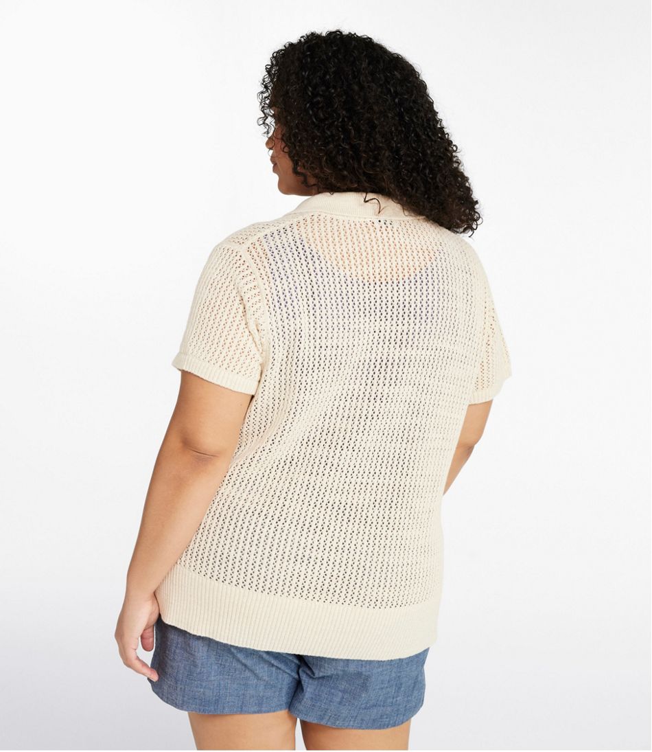 L.L.BeanWomen's Organic Cotton Slub Pointelle Sweater, Polo
