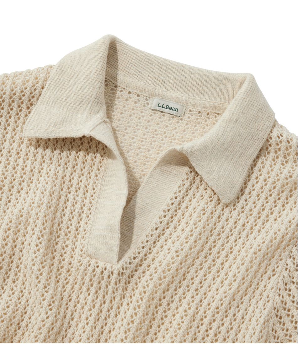 L.L.BeanWomen's Organic Cotton Slub Pointelle Sweater, Polo