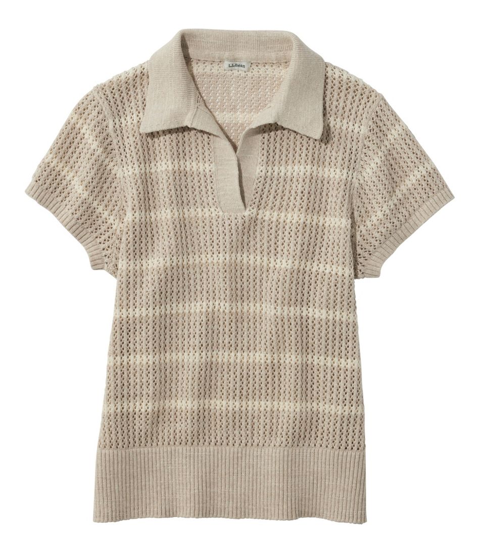 L.L.BeanWomen's Organic Cotton Slub Pointelle Sweater, Polo